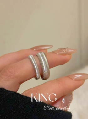 king银饰S925银缎带拉丝女戒指