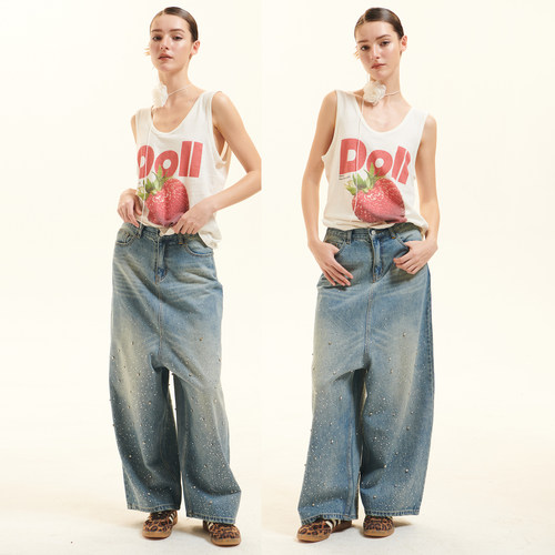 Cozydoll 棉麻U型露背舒适草莓立体印花正肩上衣慵懒辣妹吊带背心 - 图0