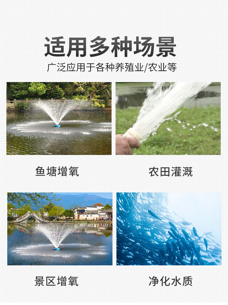 鱼塘增氧机浮水泵220V全自动大功率增氧泵养殖池塘排灌抽水机 - 图3