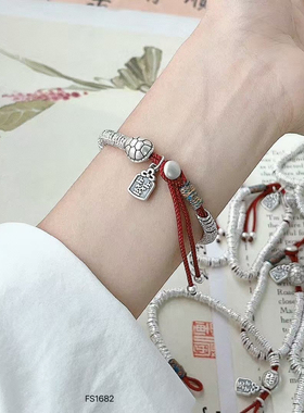 新款纯银999富甲盘缠手链女ins小众设计新款气质水晶手串女送女友