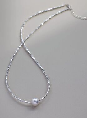 925纯银色碎银子手链施家珍珠2023新款气质高级小众设计手链现货