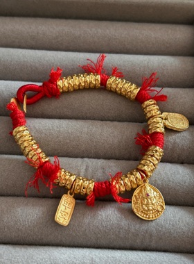 新款纯银S925镀金扎吉拉姆盘缠手链五路财神手链高颜值原创设计款