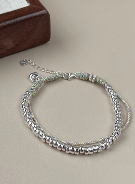 新款S925纯银盘缠秤砣小锁包盘缠手链纯手工编织简约百搭气质款