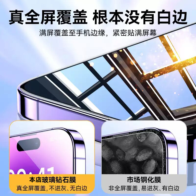 适用苹果15ProMax钢化膜iPhone16Plus手机贴膜15Pro高清玻璃13mini保护膜11防指纹12pro保护膜防指纹手机贴膜