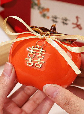 速发柿柿件意迁婚柿子桌面摆如乔结新居客厅小饰品新婚家居订婚用