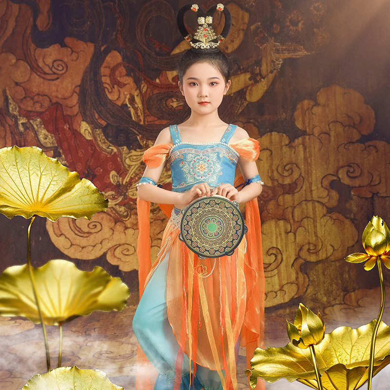 敦煌飞天汉服舞蹈演出服女儿童古典舞反弹琵琶手鼓乐鼓道具表演服,淘宝优惠券,粉丝福利购,淘宝优惠卷