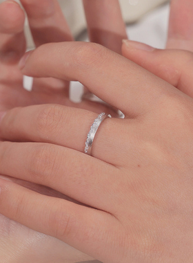 I Do&Co.心动告白S925银情侣对戒轻奢戒指一对纪念日礼物送男女友