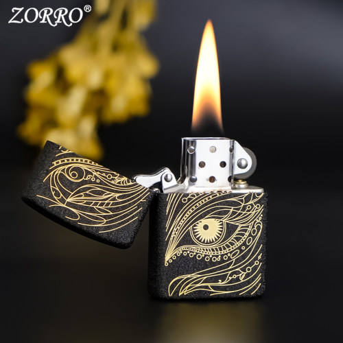 ZORRO佐罗黑砂秋水含睛罗盘爱情指南针煤油打火机男士创意礼物 - 图1