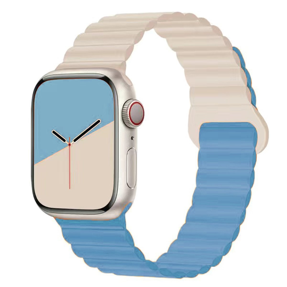 [态野]适用apple watch拼色穿孔硅胶磁吸iwatchS7/8/9创意表带苹果手表se/6/5/4/3/2代ins风女简约个性高级感 - 图2