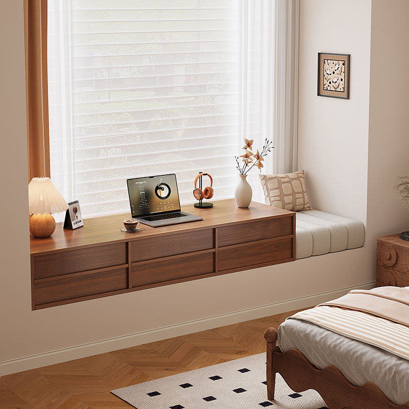 实木飘窗柜定制收纳储物柜一体阳台柜2026新款书桌抽屉式飘窗柜子,淘宝优惠券,粉丝福利购,淘宝优惠卷