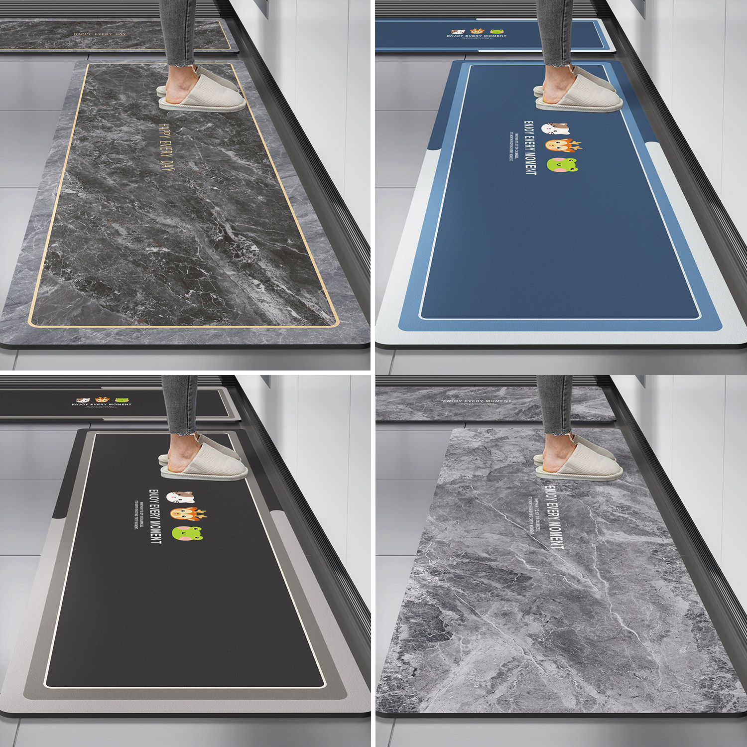 Diatom mud kitchen floor mat, non-slip, oil-proof and absorbent mat, wipeable, wash-free carpet door, dirt-resistant foot mat, special thickening