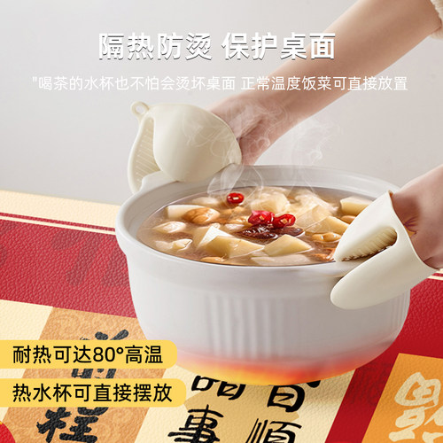 新年红色桌布防油防水防烫高级感餐桌垫喜庆氛围感茶几桌面保护垫 - 图1