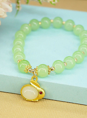 仿玉国风弹力手链玉兔