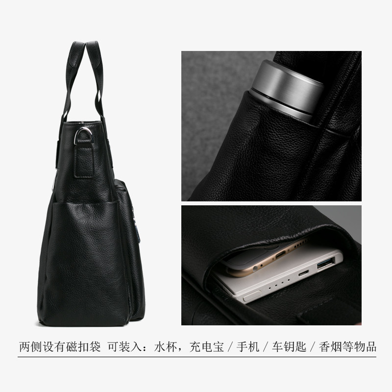 男士手提包真皮大容量出差挎旅行包 guecca男士包袋