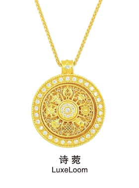 诗菀LuxeLoom 铜合金合成立方氧化锆【八宝罗盘项链】复古A0309