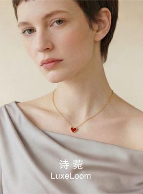 红色爱心项链女生桃心轻奢小众