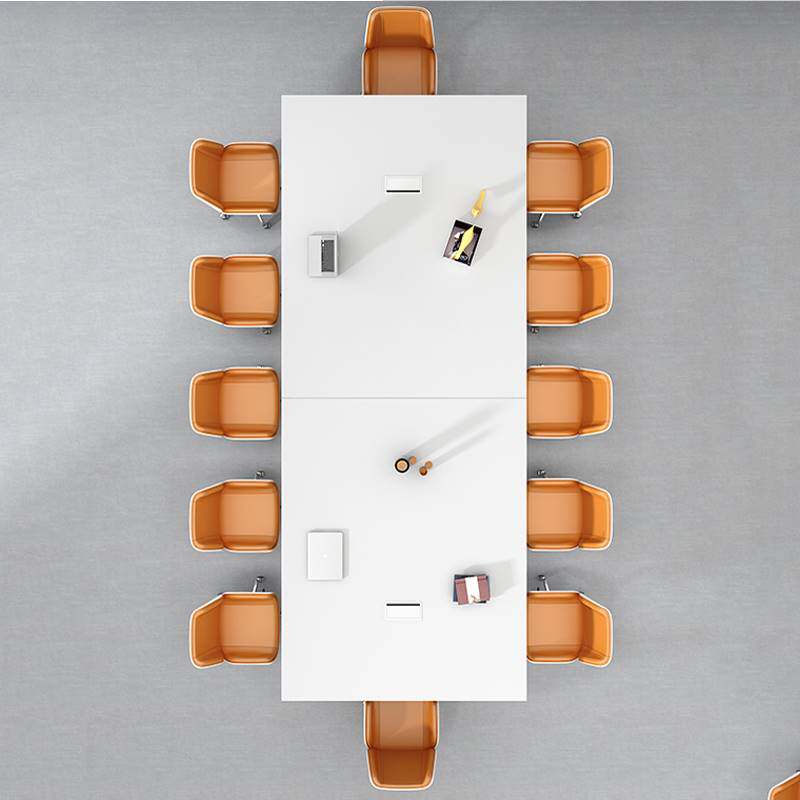 白色烤漆会议桌大型会客长桌时尚简约现代办公室家具洽谈桌椅组合