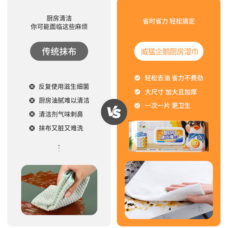 威猛企鹅厨房湿巾1包装加大加厚大包装巨无霸厨房去油污家用,淘宝优惠券,粉丝福利购,淘宝优惠卷