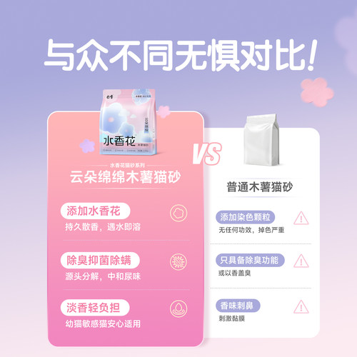 囧宝云朵绵绵木薯猫砂水香花除臭去尿味纯木薯猫砂木薯砂豆腐猫砂 - 图2