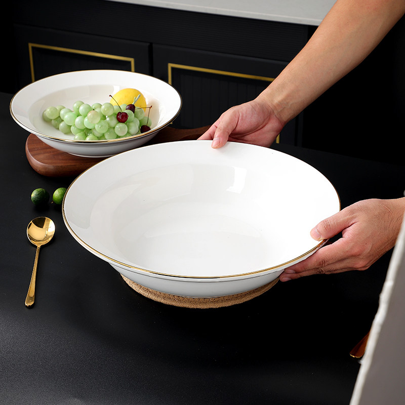 金边陶瓷创意酸菜鱼碗大盆大码面碗餐具陶瓷大碗特大号汤盆大汤碗