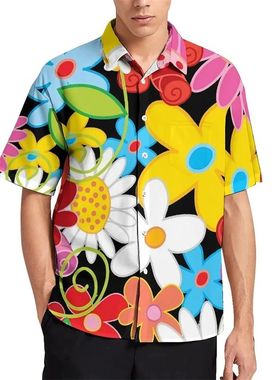 数码印花男士短袖衬衣