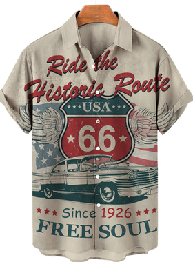 数码印花男士短袖衬衫