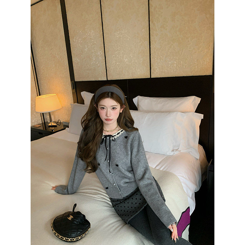 陈大钰高级感超好看灰色针织开衫女秋冬内搭可外穿独特绝美小毛衣,淘宝优惠券,粉丝福利购,淘宝优惠卷