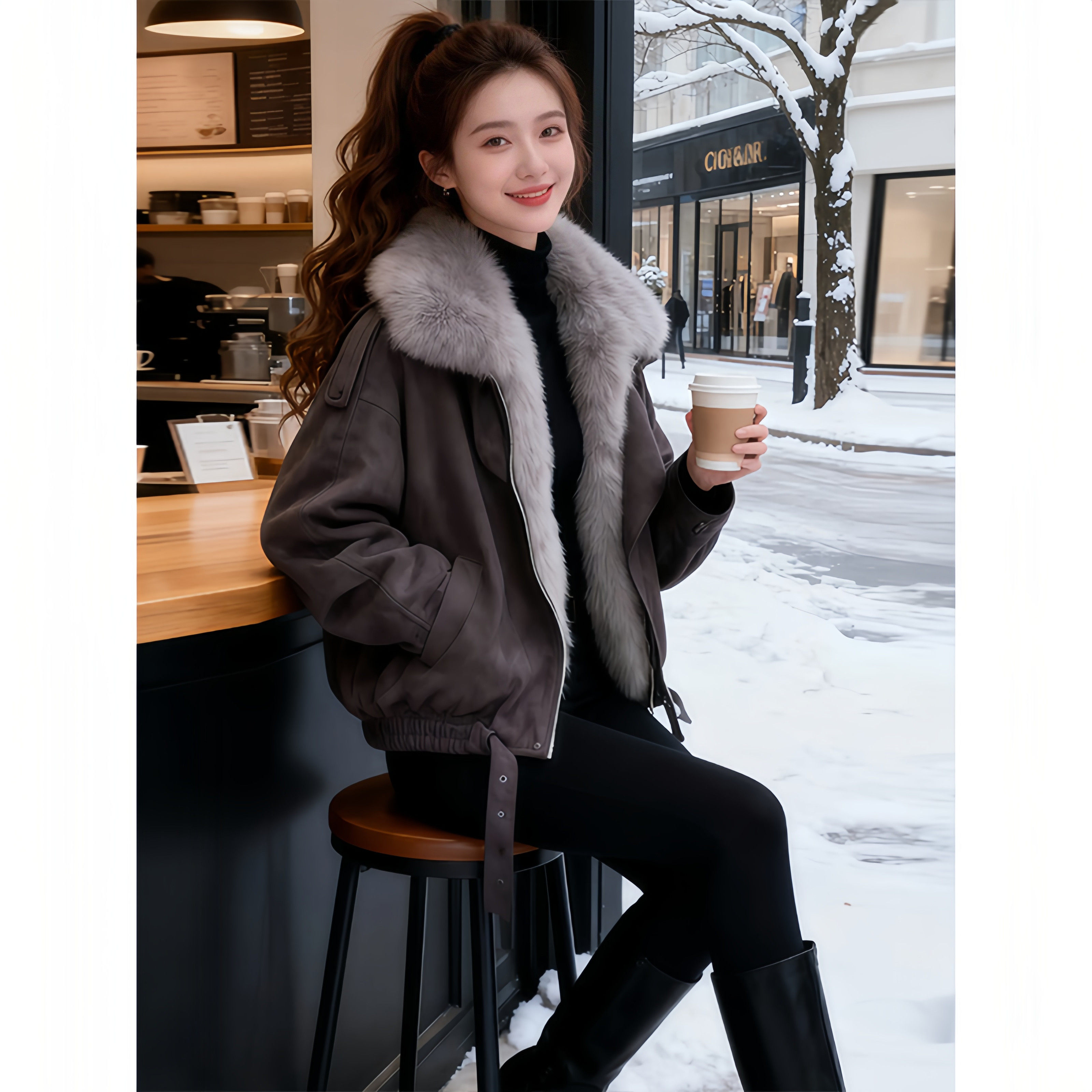 大毛领工装派克服棉服女2025新款冬季设计感夹克加厚保暖外套棉衣,淘宝优惠券,粉丝福利购,淘宝优惠卷