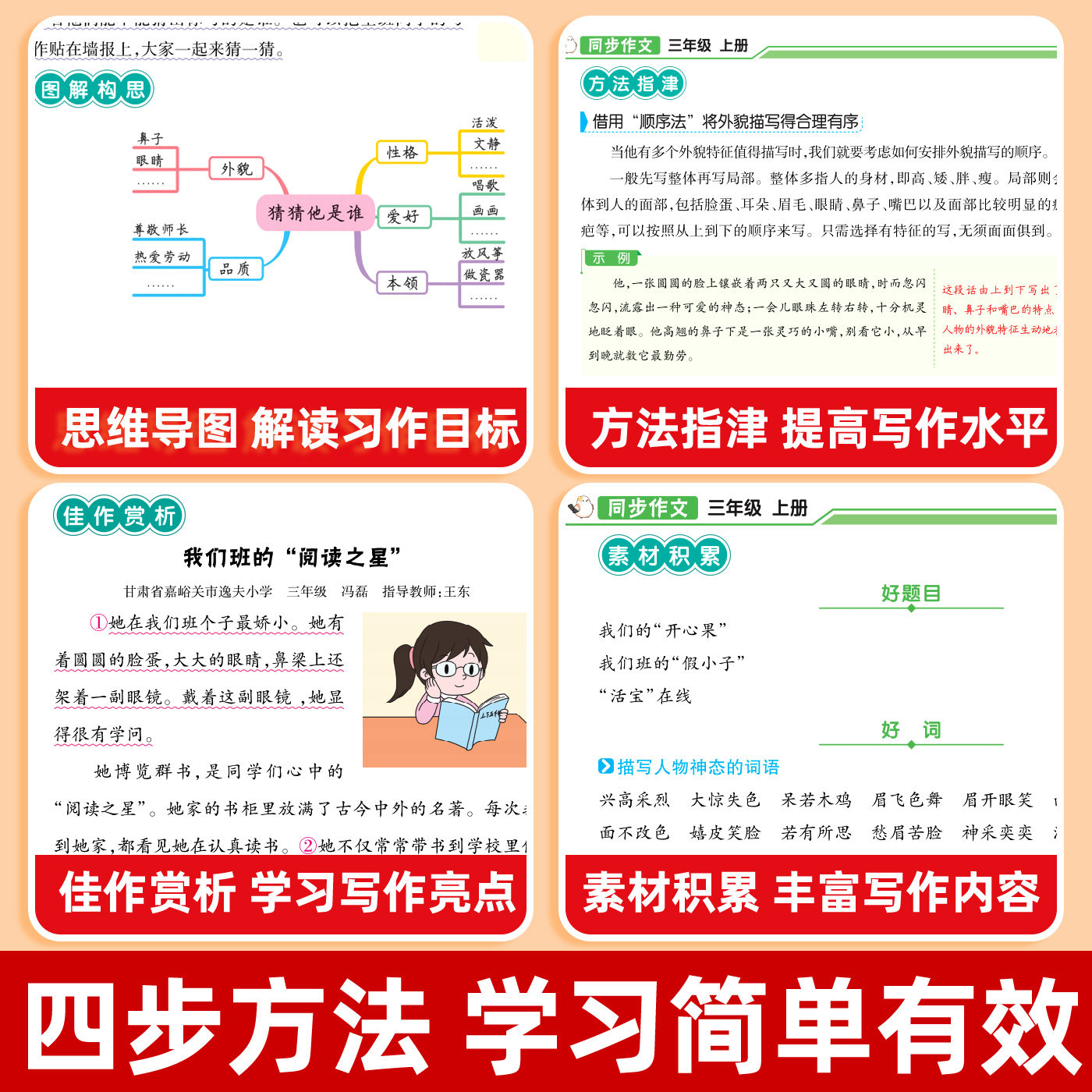 2024版小学生同步作文三年级上册六年级五年级四年级上册一二年级看图写话人教版语文写作素材作文阅读理解训练答题模板写作业技巧