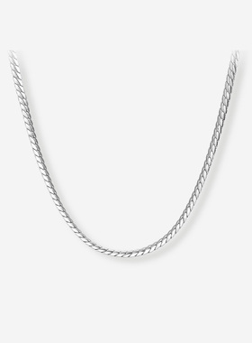 周六福银项链男潮嘻哈S925纯银素链蛇骨链节日礼物送男友