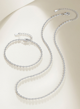 周六福素链项链男潮嘻哈S925银简约个性圣诞礼物送男友