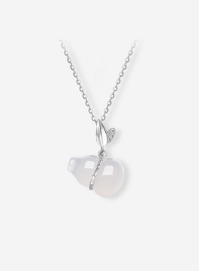 周六福玉髓项链女葫芦新中式链坠S925银优雅精致送女友节日礼物