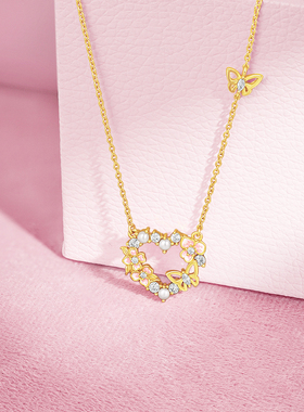 周六福项链女爱心链坠S925银高级感轻奢小众送女友圣诞礼物