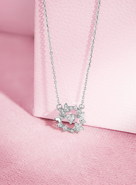 周六福蝴蝶项链女链坠S925银时尚小众送女友节日礼物