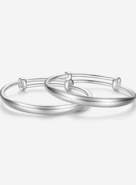 周六福宝宝镯银手镯S999足银成对银镯活口儿童镯周岁礼物