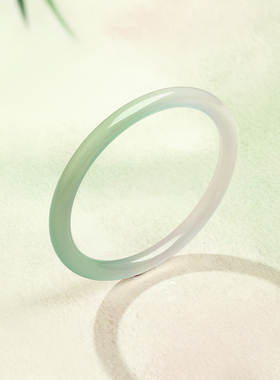 周六福春野浮生叮当镯半山半水玉髓手镯女送女生节日礼物送妈妈