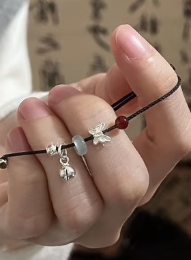 新款简约手绳编织情侣闺蜜礼物花蝴蝶铃铛灵蝶手链七夕学生