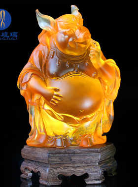 猪八戒办公桌工艺品观己古法琉璃