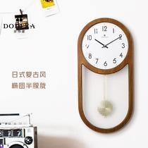 Day-style retro timepiece log hanging bell sitting room Chinese clock hanging wall Atmospheric creativity Decorative Rocking clock