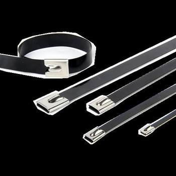 Sprayed stainless steel cable tie 304 rigid cable tie 4.6*250mm plastic coated iron cable tie ທົນ​ທານ​ຕໍ່​ອຸນ​ຫະ​ພູມ​ສູງ​ສະ​ຖານ​ທີ່​ການ​ກໍ່​ສ້າງ​ສີ​ດໍາ locking ຕົນ​ເອງ