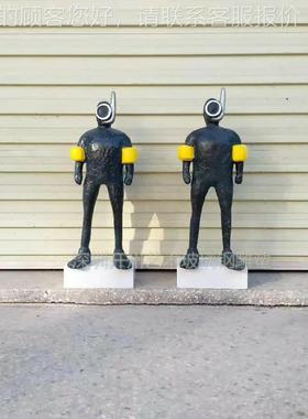 简约现代轻46967奢铁艺术楼装软饰品板售处抽象人物摆件样房间人