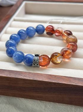 天然蓝晶石胶花手链女款单圈蓝晶石手串送闺蜜礼物哪吒爆款