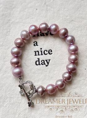 Dreamer饰品天然淡水紫色巴洛克珍珠手链女小众设计感高级送闺蜜