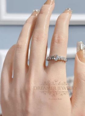 Dreamer蝴蝶结天然海蓝宝戒指女小众设计感高级轻奢925银可调节