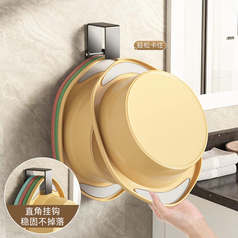 脸盆挂钩免打孔浴室大小盆子收纳架不锈钢卫生间置物架洗澡盆挂盆,淘宝优惠券,粉丝福利购,淘宝优惠卷