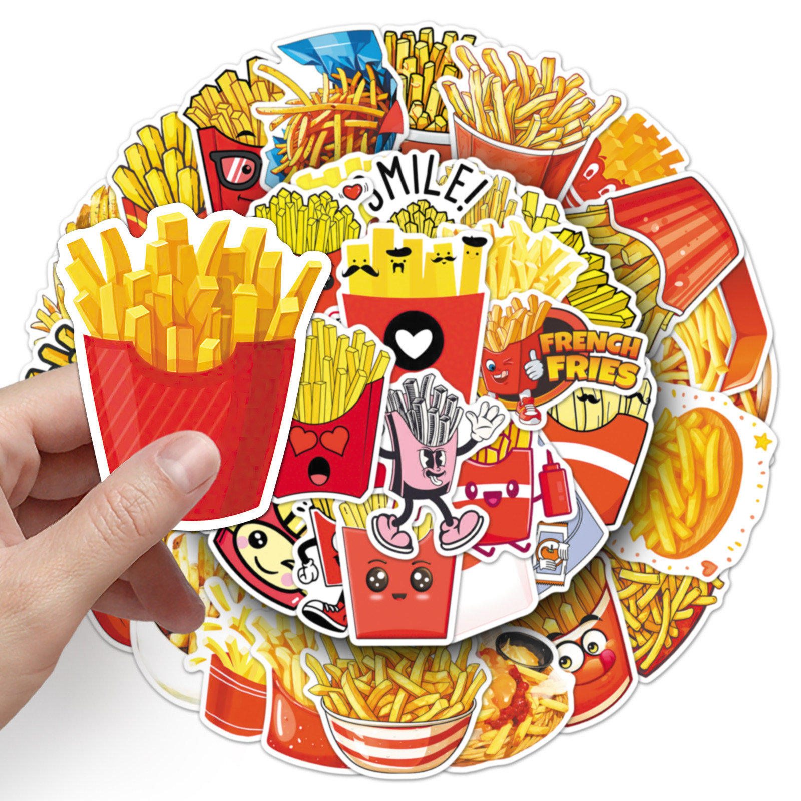 100张薯条创意美食系列卡通个性涂鸦贴纸冰箱桌面吉他音箱DIY贴纸,淘宝优惠券,粉丝福利购,淘宝优惠卷