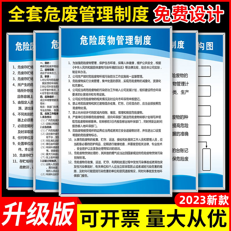 2023新版危险废物管理制度标识牌危废管理制度牌全套贴纸危废暂存间固废标识顺丰汽修厂标签机油标志牌定制 - 图0