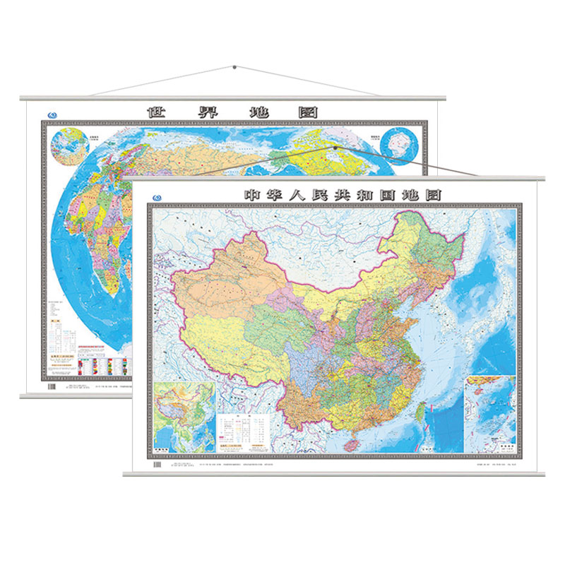 中国地图和世界地图2023年新版 2张装 超大尺寸1.5x1.1米 高清精装无拼接防水挂图 办公室客厅家用背景墙面装饰画墙贴挂图 - 图3