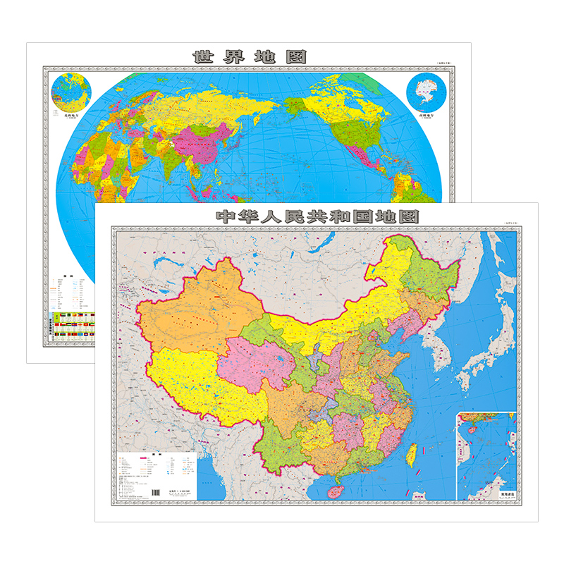 【加厚版】2024新版地图世界和中国地图超大尺寸1.5x1.1米高清防水无拼接大号墙贴装饰画全国34分省行政区划交通办公教室学生挂图-图3