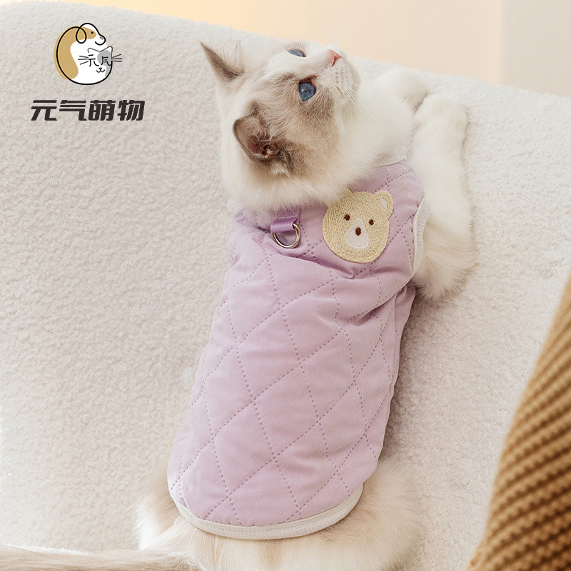 秋冬季日韩可爱风狗狗简约小熊马甲衣服牵引猫咪两脚宠物保暖棉衣,淘宝优惠券,粉丝福利购,淘宝优惠卷
